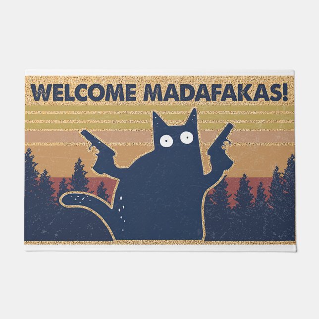 Willkommen Madafakas Katzenliebhaber, Geschenk für Fußmatte (Vorderseite)