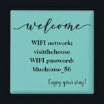 Willkommen Magnet Urlaub Vermietung WLAN-Kennwort<br><div class="desc">Dieses Design kann personalisiert werden, indem Sie auf die Schaltfläche Anpassen klicken und den Namen, die Initialen oder die Wörter ändern. Sie können auch die Textfarbe und den Textstil ändern oder den Text für nur ein Bild löschen. Kontaktieren Sie mich unter colorflowcreations@gmail.com , wenn Sie dieses Design für ein anderes...</div>