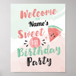 Willkommen Melon Sweet Poster Watermelon Geburtsta