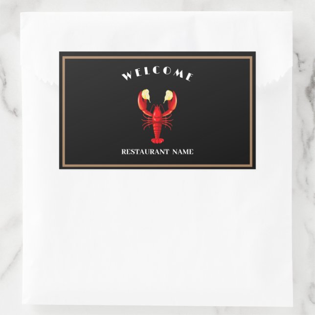 Willkommen Modern Fisch Hummer Limoner Name Rechteckiger Aufkleber (Tasche)