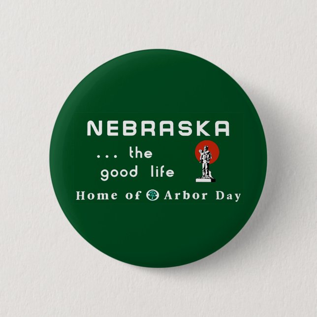 Willkommen nach Nebraska - USA Verkehrsschild Button (Vorderseite)
