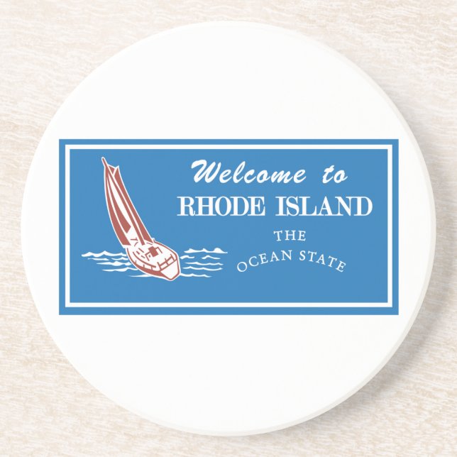 Willkommen nach Rhode Island - USA Verkehrsschild Untersetzer (Vorne)