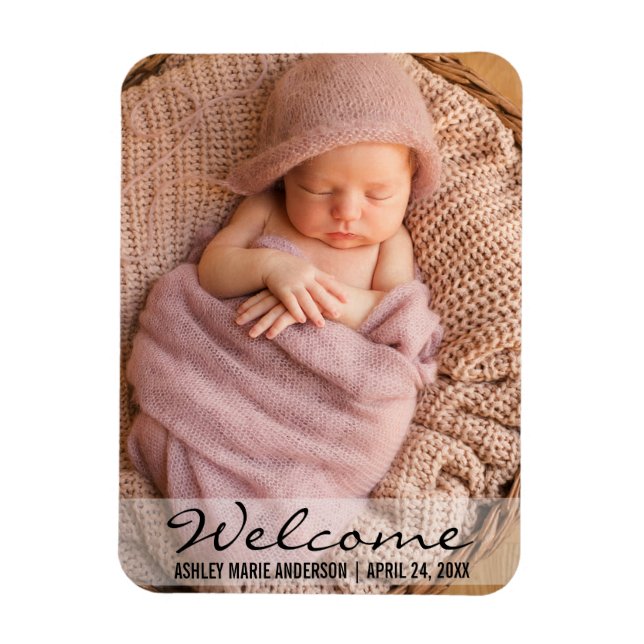 Willkommen Neue Baby Ankündigung Foto Magnet (Vertikal)