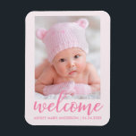 Willkommen Neue Baby Ankündigung Light Pink Magnet<br><div class="desc">Willkommen Neue Baby Ankündigung Light Pink Magnet</div>