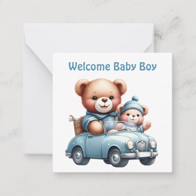 Willkommen Neue Baby Boy Card Mitteilungskarte (Vorderseite)