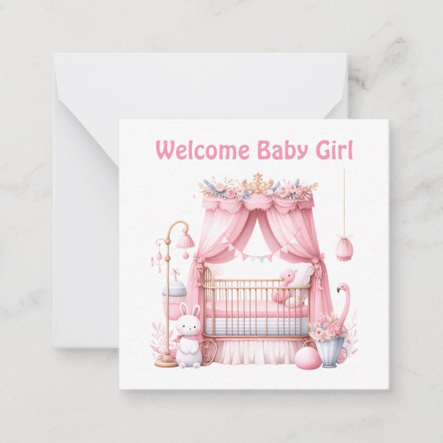 Willkommen Neue Baby Girl Card Mitteilungskarte (Vorderseite)