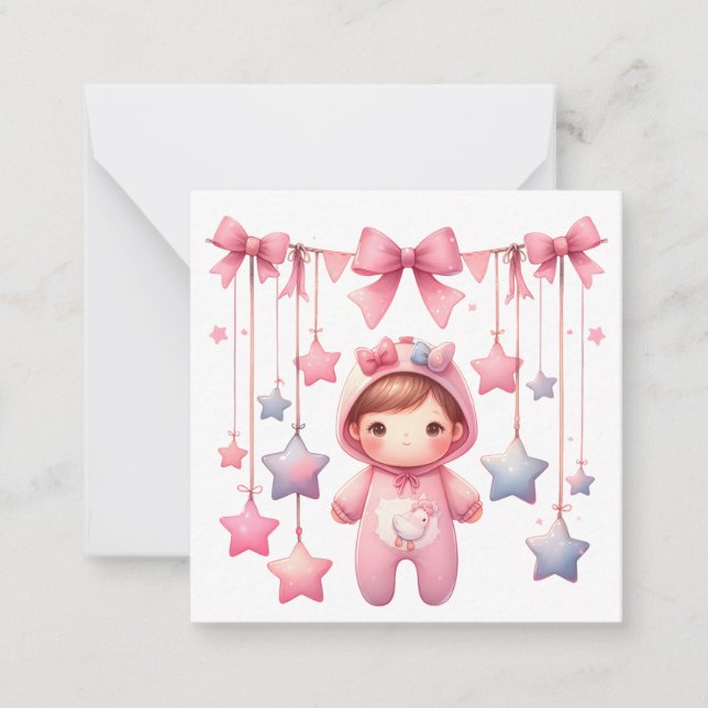 Willkommen Neue Baby Girl Card Mitteilungskarte (Vorderseite)