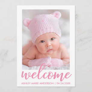 Willkommen Neue Baby Moderne Ankündigung Pink Scri