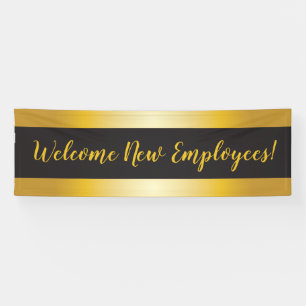 Willkommen neue Mitarbeiter Gold und Black Banner
