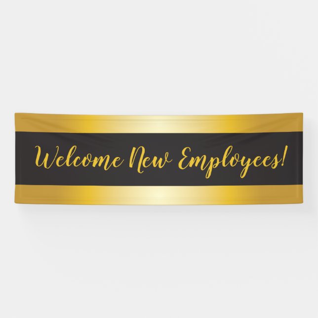 Willkommen neue Mitarbeiter Gold und Black Banner (Horizontal)