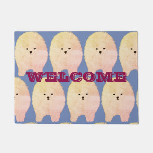 Willkommen Niedlicher Fluffy Spitz Dog Mat Fußmatte
