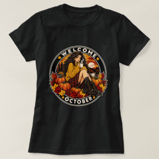 Willkommen Oktober Cozy Fall Shirt, Süße Anime Her T-Shirt