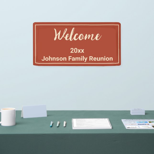 Willkommen Orange Red & Off White Name Family Wied Banner (Messe)