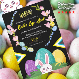 Willkommen Ostereierjagd mit Bunny & Floral Degien Einladung