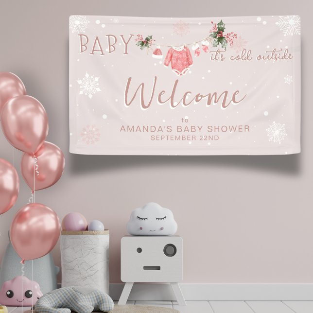 Willkommen Pink Winter Es ist kalt draußen Babydus Banner (Von Creator hochgeladen)