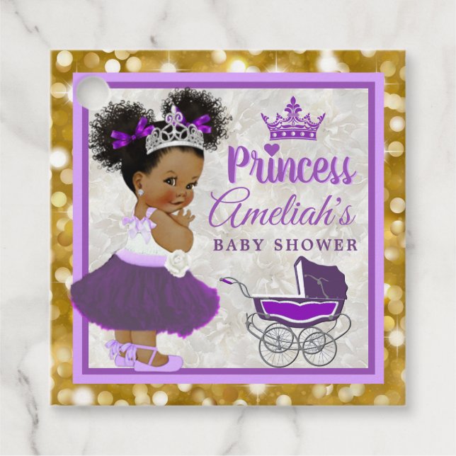 Willkommen Princess Lila & Gold Glitzer Elegante Geschenkanhänger (Vorderseite)
