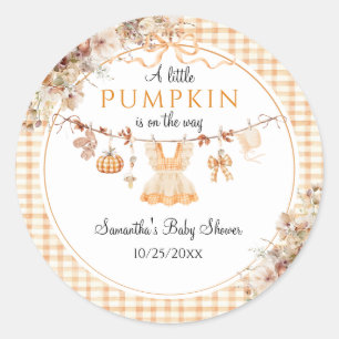 Willkommen Pumpkin Girl Modern Fall Baby Dusche Runder Aufkleber