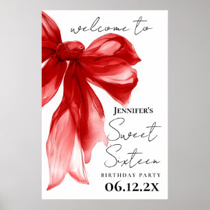 Willkommen Red Bow Coquette Schriftzug Sweet 16 Poster