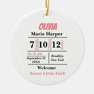 Willkommen rosa Neue Baby Mädchen Personalisierter Keramik Ornament