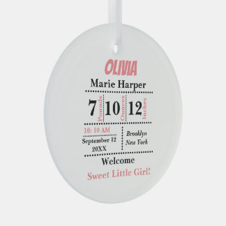 Willkommen rosa Neue Baby Mädchen Personalisierter Ornament Aus Glas