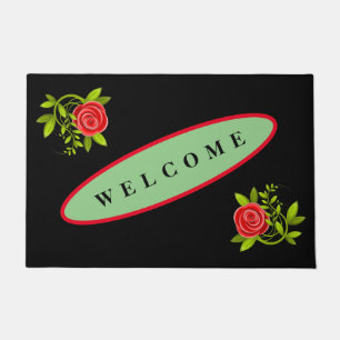 WILLKOMMEN ROSE SCHWARZ NEUES FUßMATTE