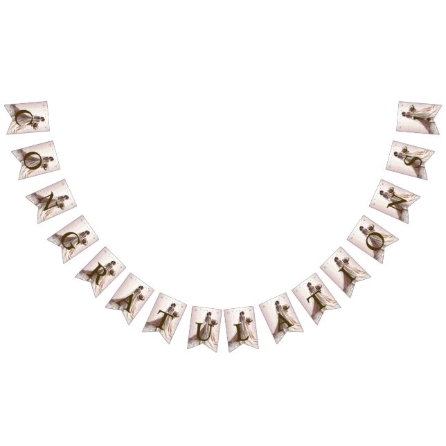 Willkommen Rose Winter Wedding Bride Golden Hearts Wimpelkette (Alle)