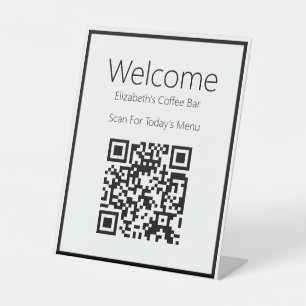Willkommen Scan QR Code für das Menü Sockelschild