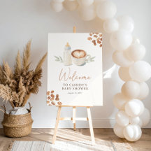 Willkommen Schild für Babyparty mit Kaffeethema