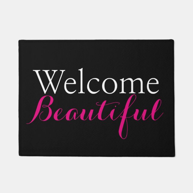 Willkommen Schöne - Schönheitssalon Door Mat Fußmatte (Vorderseite)
