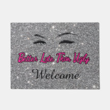 Willkommen Schönheitssalon Silver Pink Door Mat
