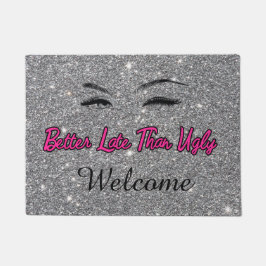 Willkommen Schönheitssalon Silver Pink Door Mat Fußmatte