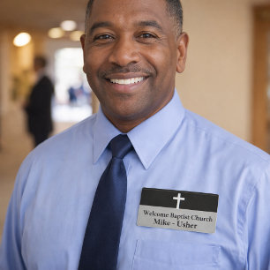 Willkommen Schwarz-weißer Christlicher Kirchenusch Namenschild