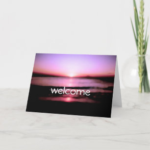 Willkommen Sie alle Beach Sunrise Wedding Dankeskarte