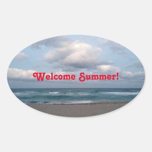 Willkommen Sommer! Ocean Shore Ovaler Aufkleber (Vorderseite)