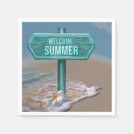 Willkommen Sommer zeichnen Serviette