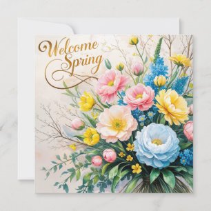 Willkommen Spring Floral Bouquet Karte