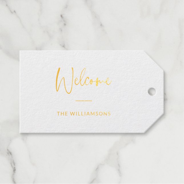 Willkommen | Stilvolle Kalligrafie Personalisiert  Geschenkanhänger (Vorderseite (Horizontal))