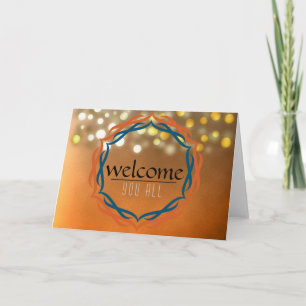 Willkommen Sunset Mandala Damask Red Confetti Dankeskarte