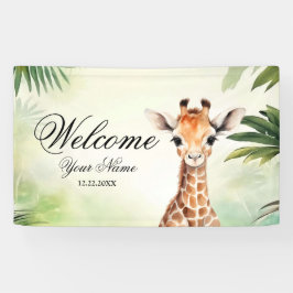 Willkommen Süße Giraffe Dschungel Baby Shower Part Banner