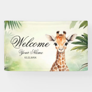 Willkommen Süße Giraffe Dschungel Baby Shower Part Banner