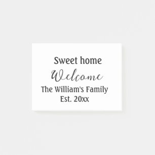 Willkommen süße Heimat Familienname Jahr Est. Text Post-it Klebezettel
