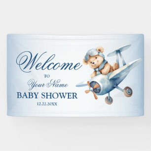 Willkommen Süßer Babybär-Pilot Blaues Flugzeug Banner