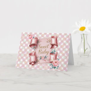 Willkommen süßes Baby Mädchen Schriftrolle Rosa Ro Karte
