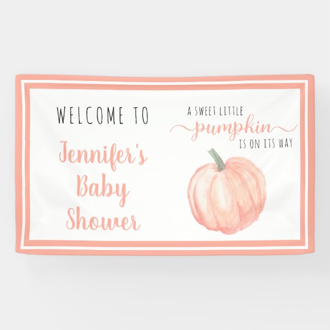 Willkommen Sweet Little Pumpkin Orange Baby Dusche Banner (Horizontal)