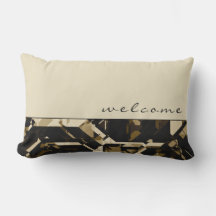 Willkommen | Tan Black & Beige Color Block Pattern