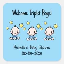 Willkommen Triplet Boys, Custom Triplet Babys! Quadratischer Aufkleber