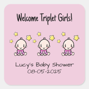 Willkommen Triplet Girls, Custom Triplet Babys! Quadratischer Aufkleber