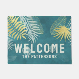 Willkommen Tropical Golden Palm Familienname Fußmatte