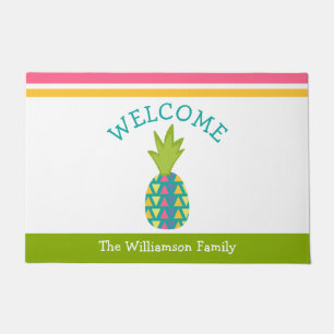 Willkommen Tropische Gastfreundschaft Ananas Grün  Fußmatte