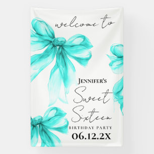 Willkommen Türkis Bow Coquette Script Sweet 16 Banner